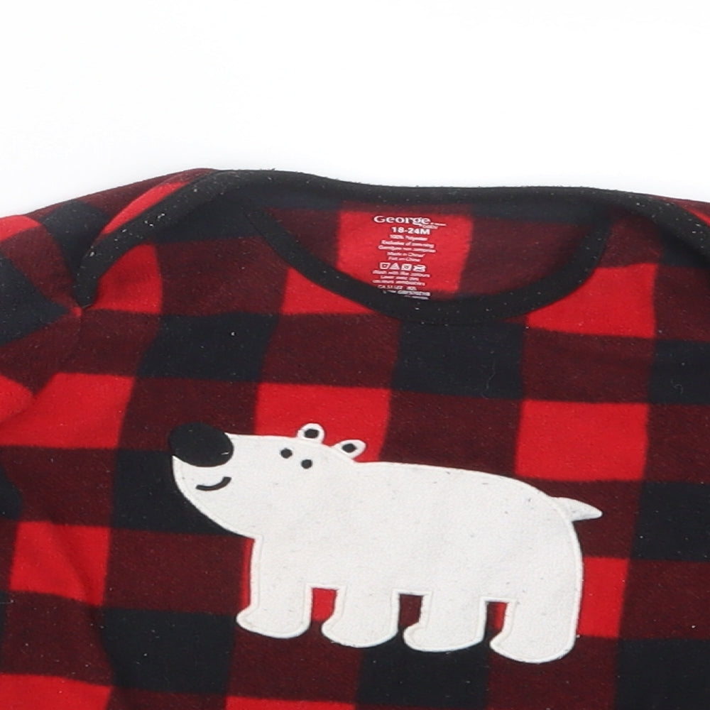 George Boys Red Check  Babydoll Pyjama Top Size 18-24 Months