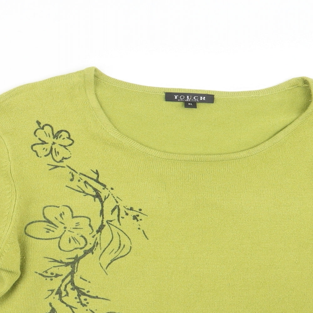 Touch Womens Green  Knit Pullover Jumper Size XL