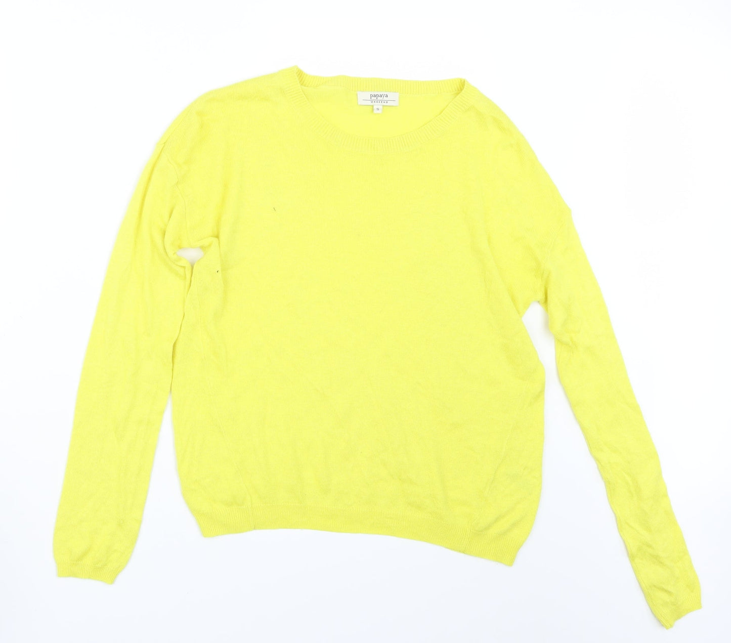 Papaya Womens Yellow  Knit Pullover Jumper Size S