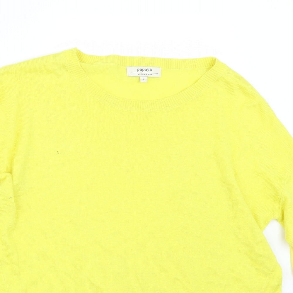 Papaya Womens Yellow  Knit Pullover Jumper Size S