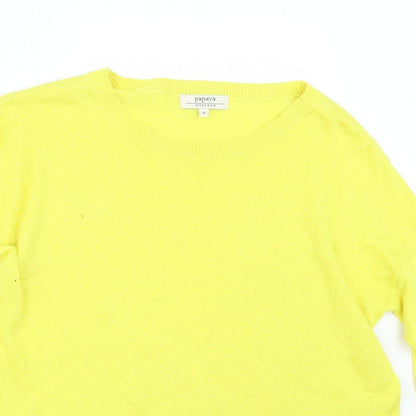 Papaya Womens Yellow  Knit Pullover Jumper Size S