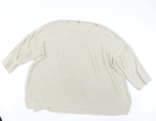 Front view of Papaya women’s beige knit jumper, size UK 20