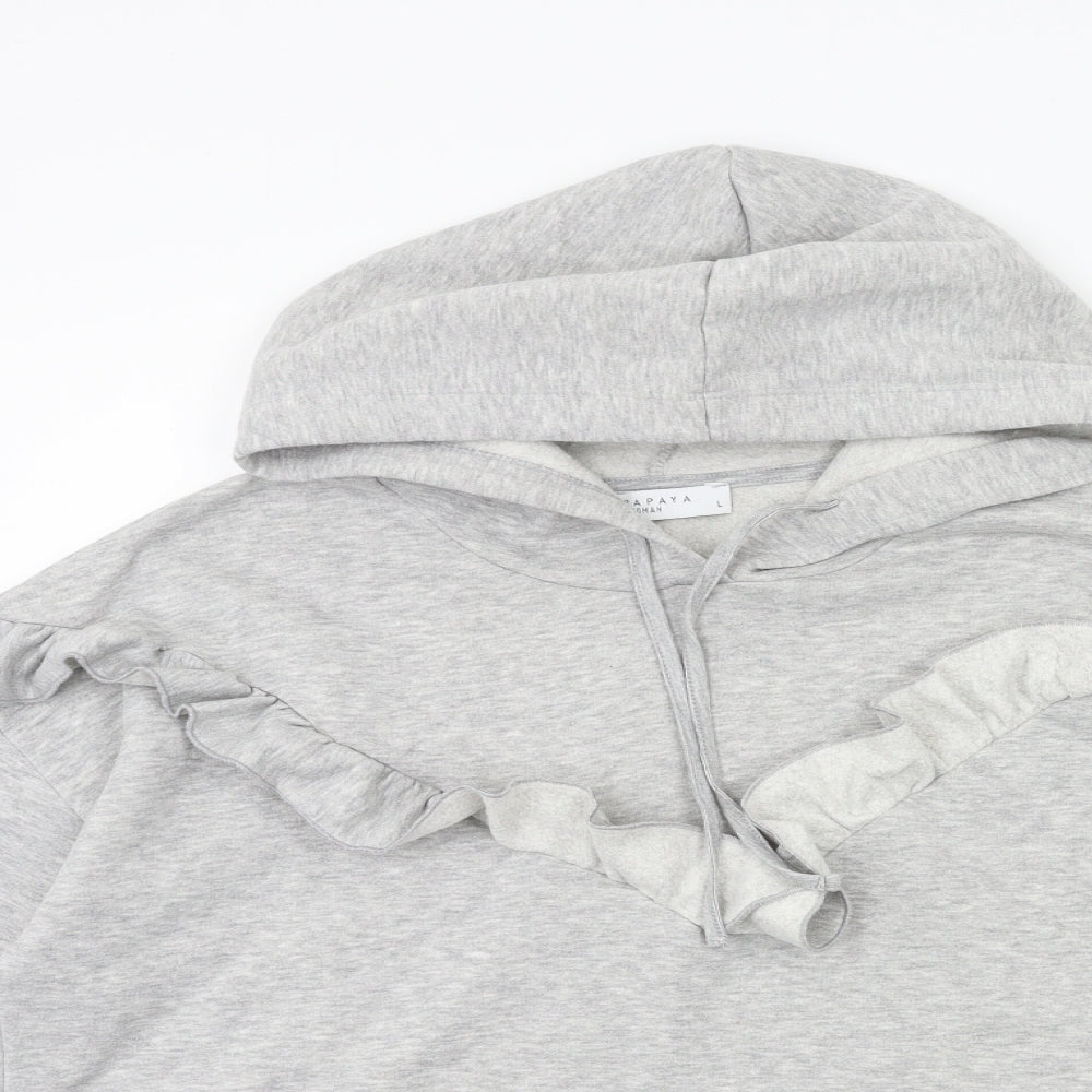 Papaya Womens Grey   Pullover Hoodie Size L