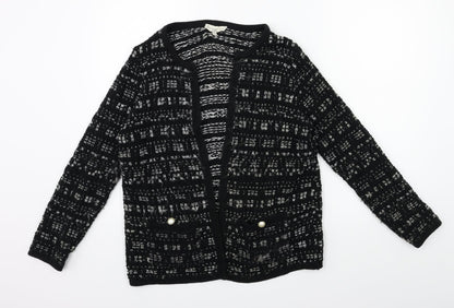 F&F Womens Black  Knit Cardigan Jumper Size 8