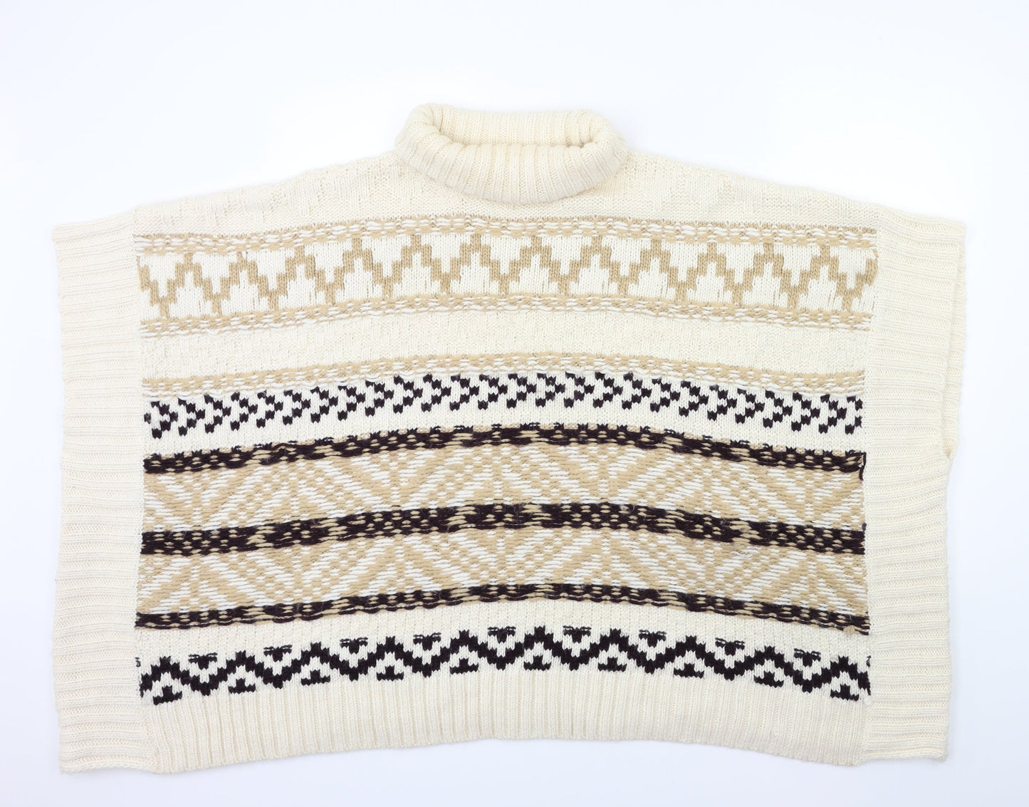 New Look Womens Beige Striped Knit Pullover Jumper Size M