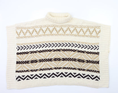 New Look Womens Beige Striped Knit Pullover Jumper Size M