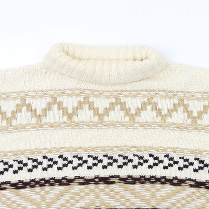 New Look Womens Beige Striped Knit Pullover Jumper Size M