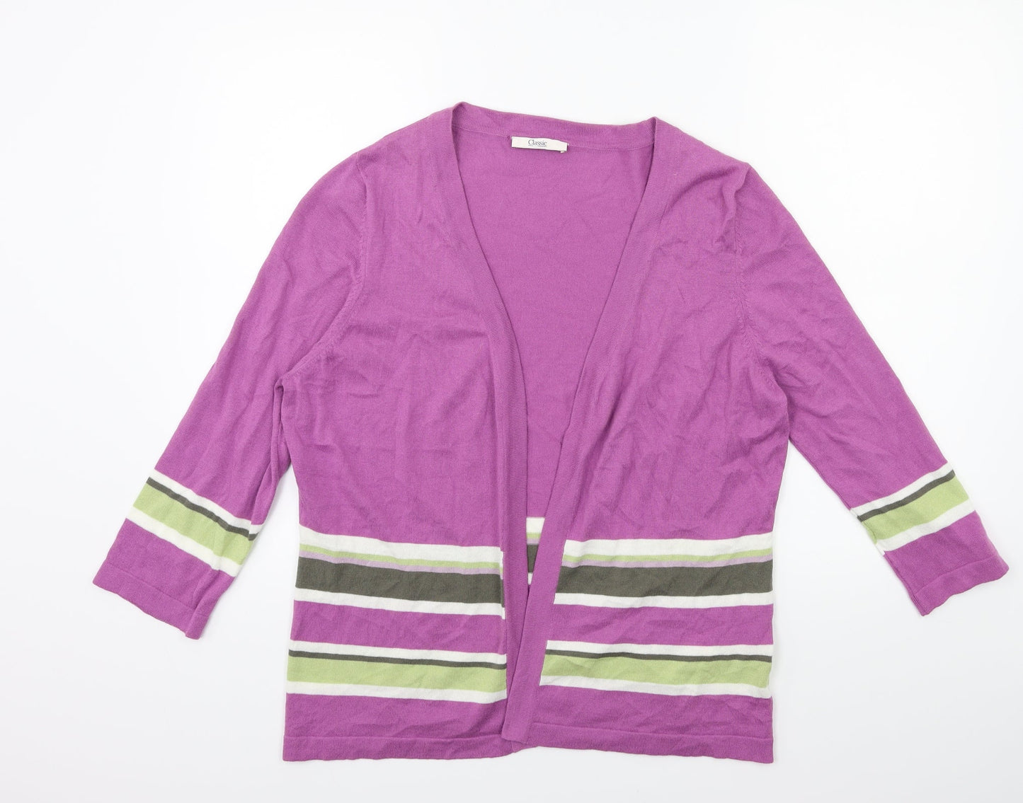 Marks and Spencer Womens Purple Striped Knit Cardigan Jumper Size 10