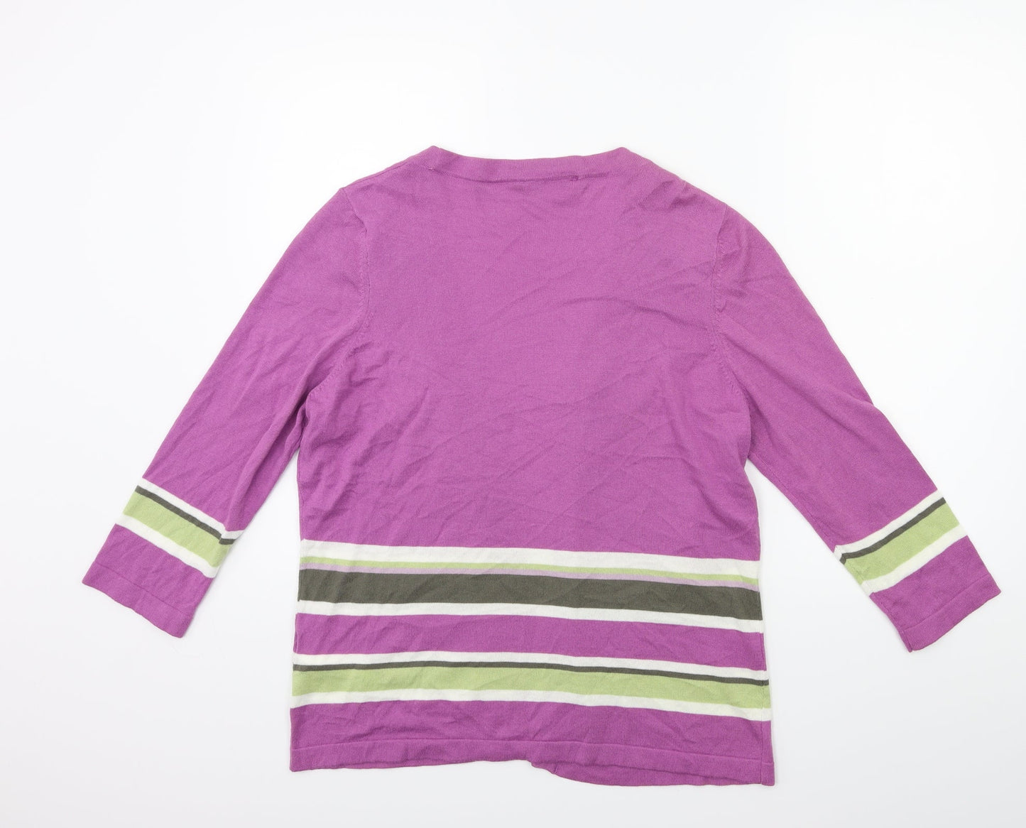 Marks and Spencer Womens Purple Striped Knit Cardigan Jumper Size 10