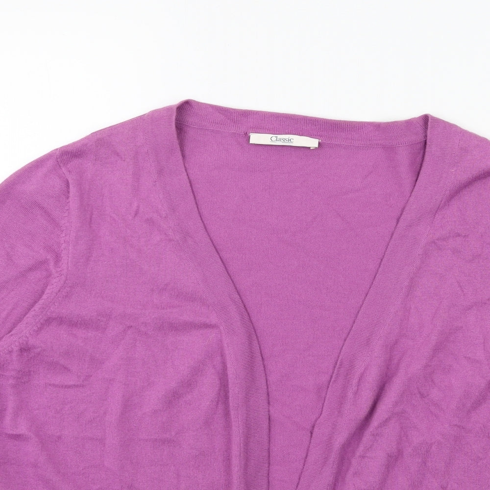 Marks and Spencer Womens Purple Striped Knit Cardigan Jumper Size 10