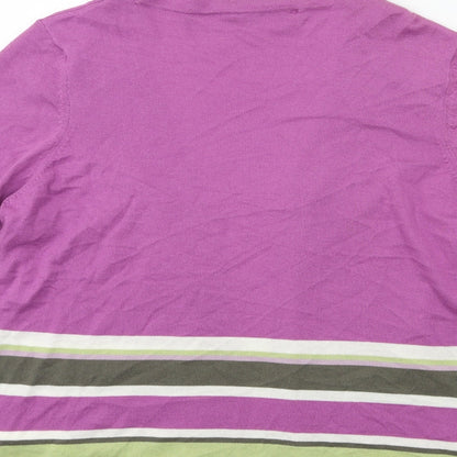 Marks and Spencer Womens Purple Striped Knit Cardigan Jumper Size 10