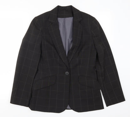 Select Womens Black Check  Jacket Suit Jacket Size 10