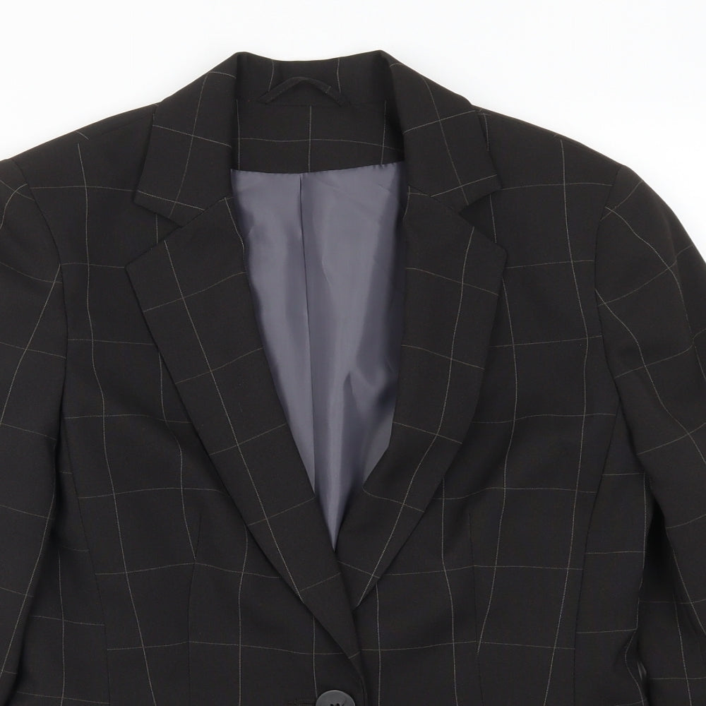 Select Womens Black Check  Jacket Suit Jacket Size 10