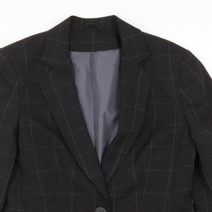 Select Womens Black Check  Jacket Suit Jacket Size 10
