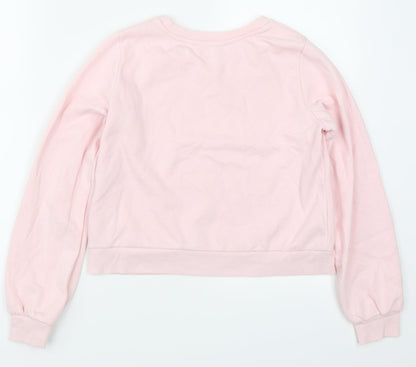 H&M Girls Pink   Pullover Sweatshirt Size 11-12 Years  - Glitter Chaser Dinosaur