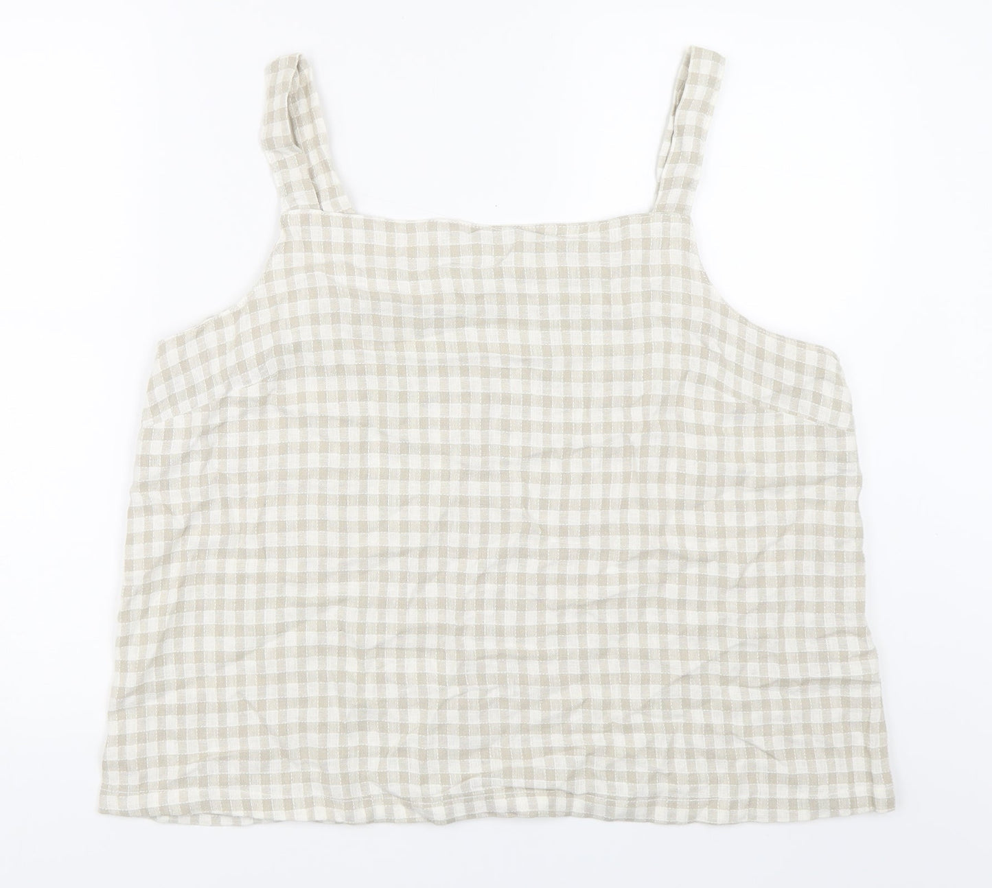 Papaya Womens Beige Check  Basic Blouse Size 18