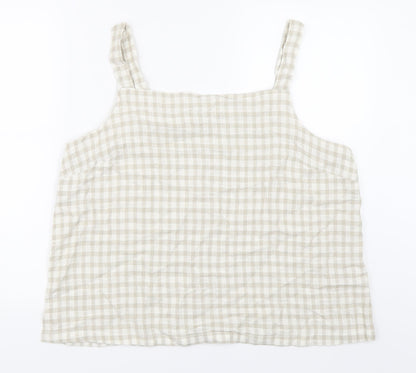 Papaya Womens Beige Check  Basic Blouse Size 18
