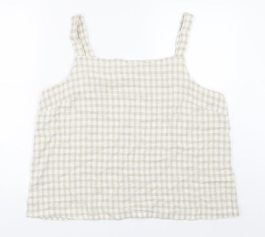 Papaya Womens Beige Check  Basic Blouse Size 18