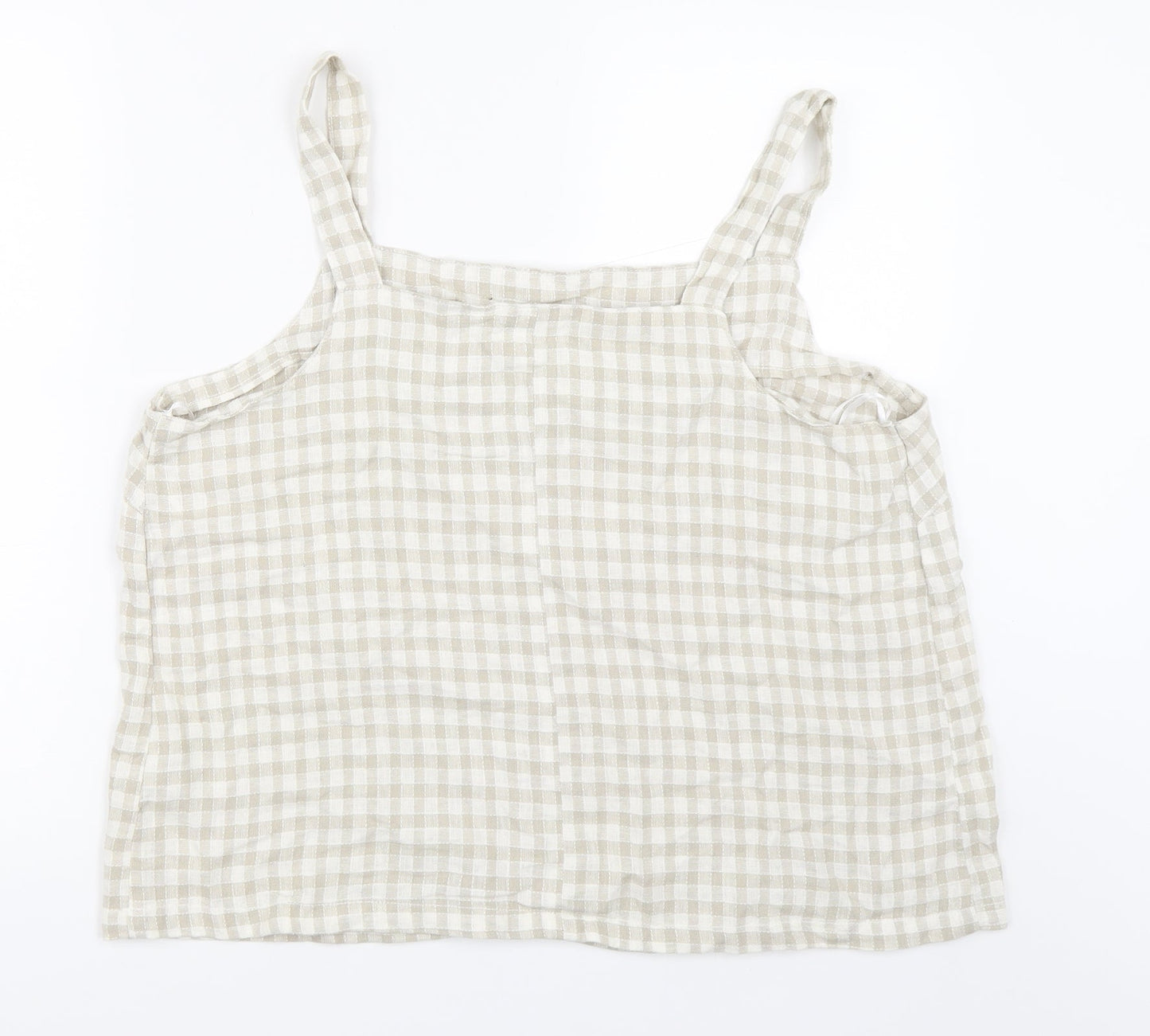 Papaya Womens Beige Check  Basic Blouse Size 18