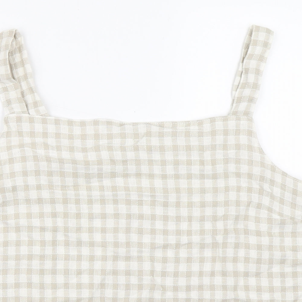 Papaya Womens Beige Check  Basic Blouse Size 18