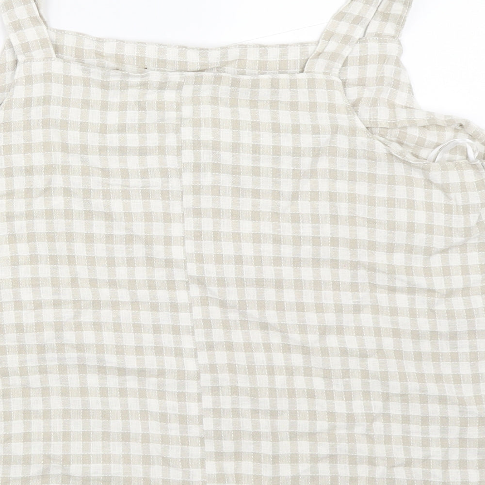 Papaya Womens Beige Check  Basic Blouse Size 18
