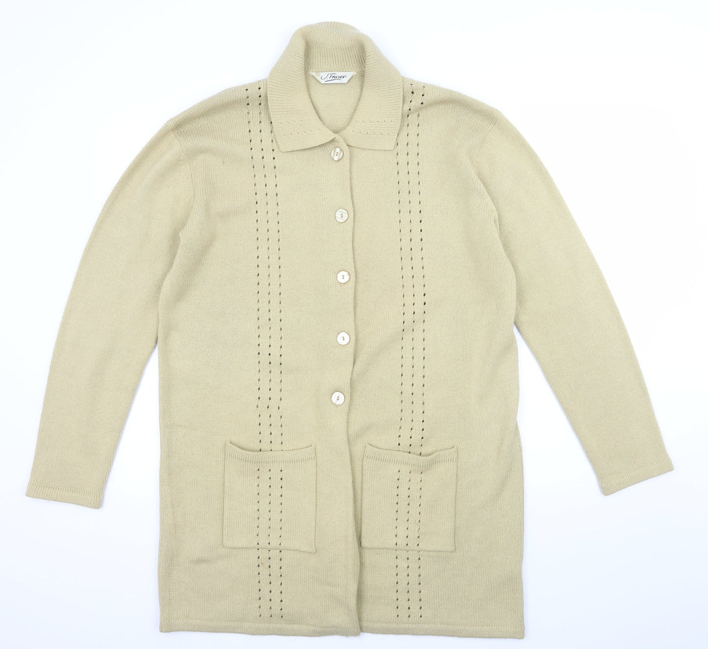 J.Frazer Womens Beige  Knit Cardigan Jumper Size 14