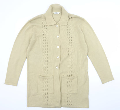 J.Frazer Womens Beige  Knit Cardigan Jumper Size 14