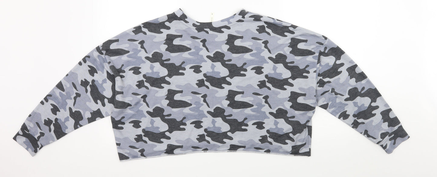 Tresics Womens Multicoloured Camouflage Jersey Cropped T-Shirt Size S