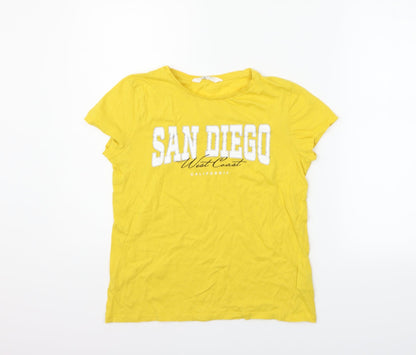 H&M Girls Yellow   Basic T-Shirt Size 14-15 Years