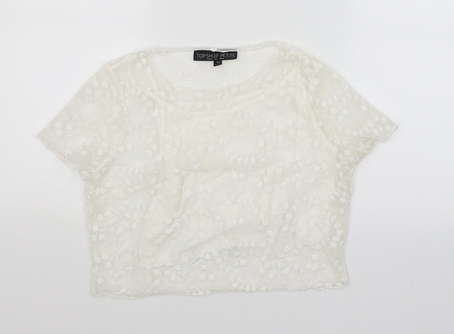 Womens UK Size 12 Topshop White Basic T-Shirt