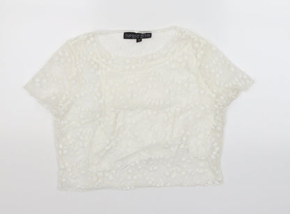 Womens UK Size 12 Topshop White Basic T-Shirt