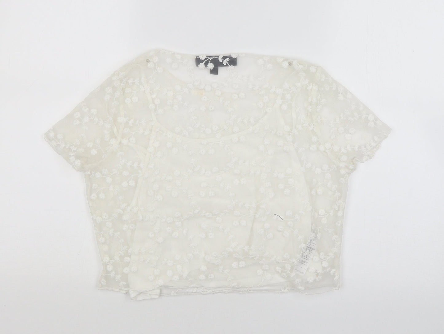 Womens UK Size 12 Topshop White Basic T-Shirt