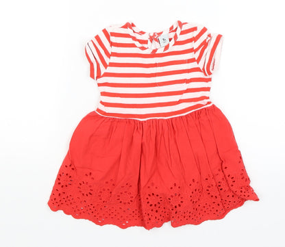 TU Baby Red Striped  Fit & Flare  Size 9-12 Months