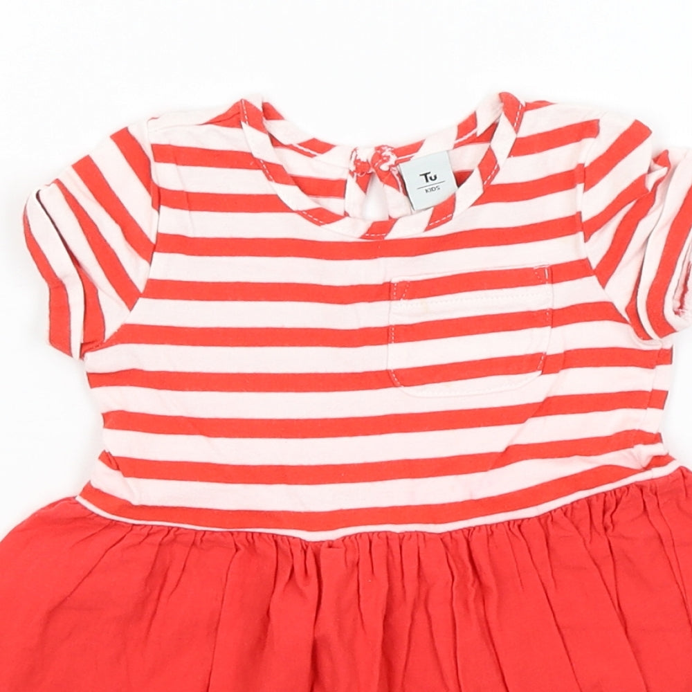 TU Baby Red Striped  Fit & Flare  Size 9-12 Months