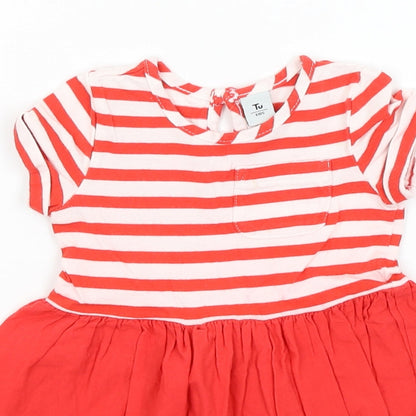 TU Baby Red Striped  Fit & Flare  Size 9-12 Months