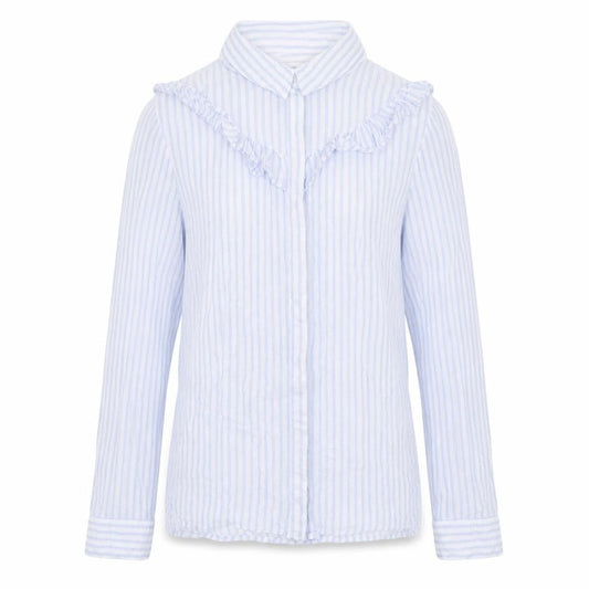 Pull&Bear Womens Blue Striped  Basic Button-Up Size M