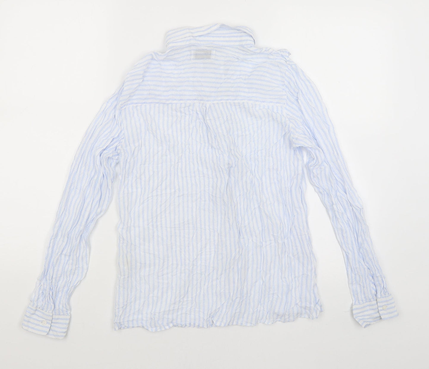 Womens UK Size M Pull & Bear Blue Basic Button-Up