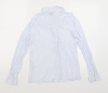 Womens UK Size M Pull & Bear Blue Basic Button-Up
