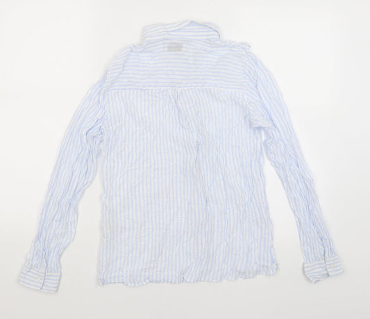 Womens UK Size M Pull & Bear Blue Basic Button-Up