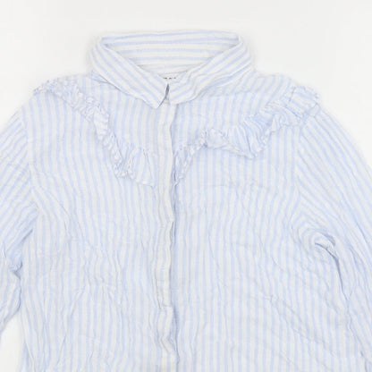 Womens UK Size M Pull & Bear Blue Basic Button-Up