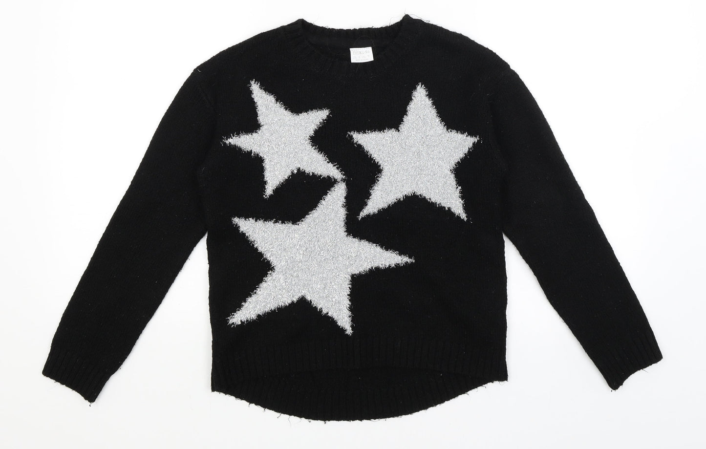 F&F Girls Black   Pullover Jumper Size 9-10 Years  - Stars
