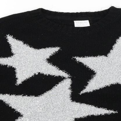 F&F Girls Black   Pullover Jumper Size 9-10 Years  - Stars