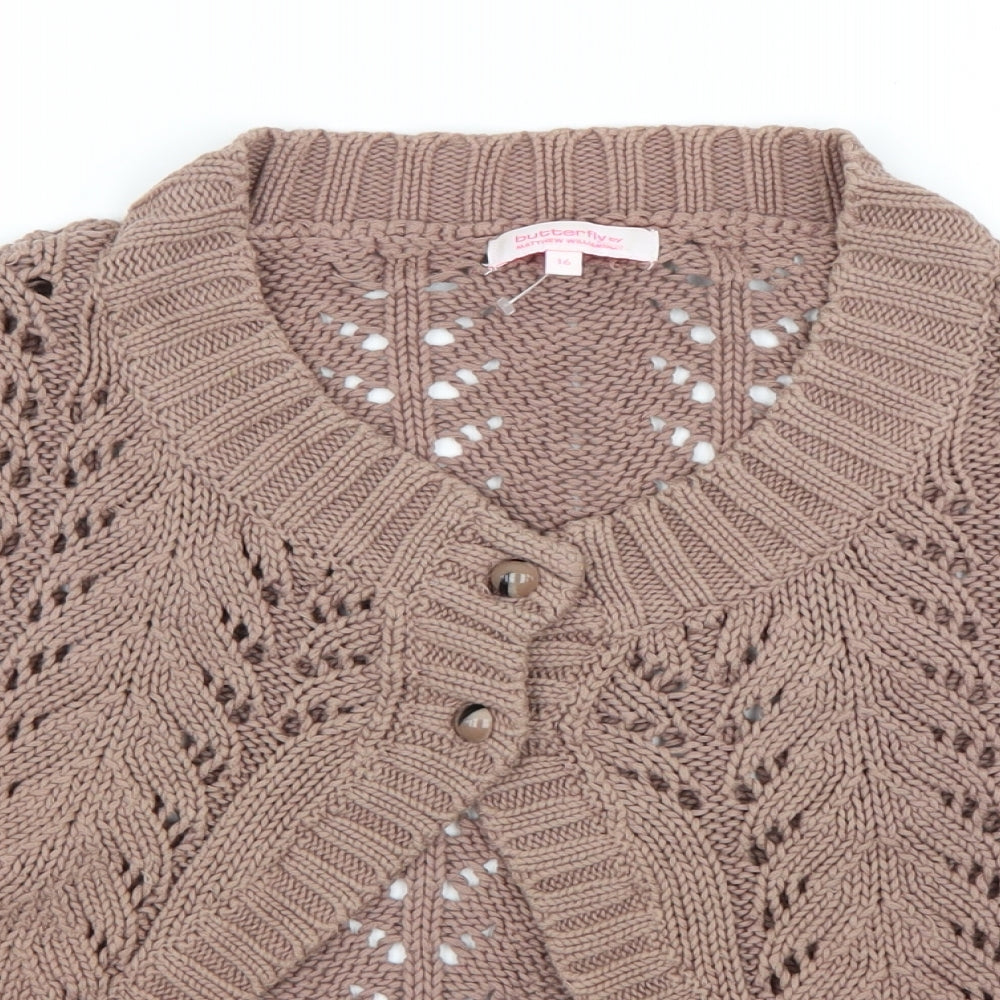 Butterfly Womens Beige   Cardigan Jumper Size 16
