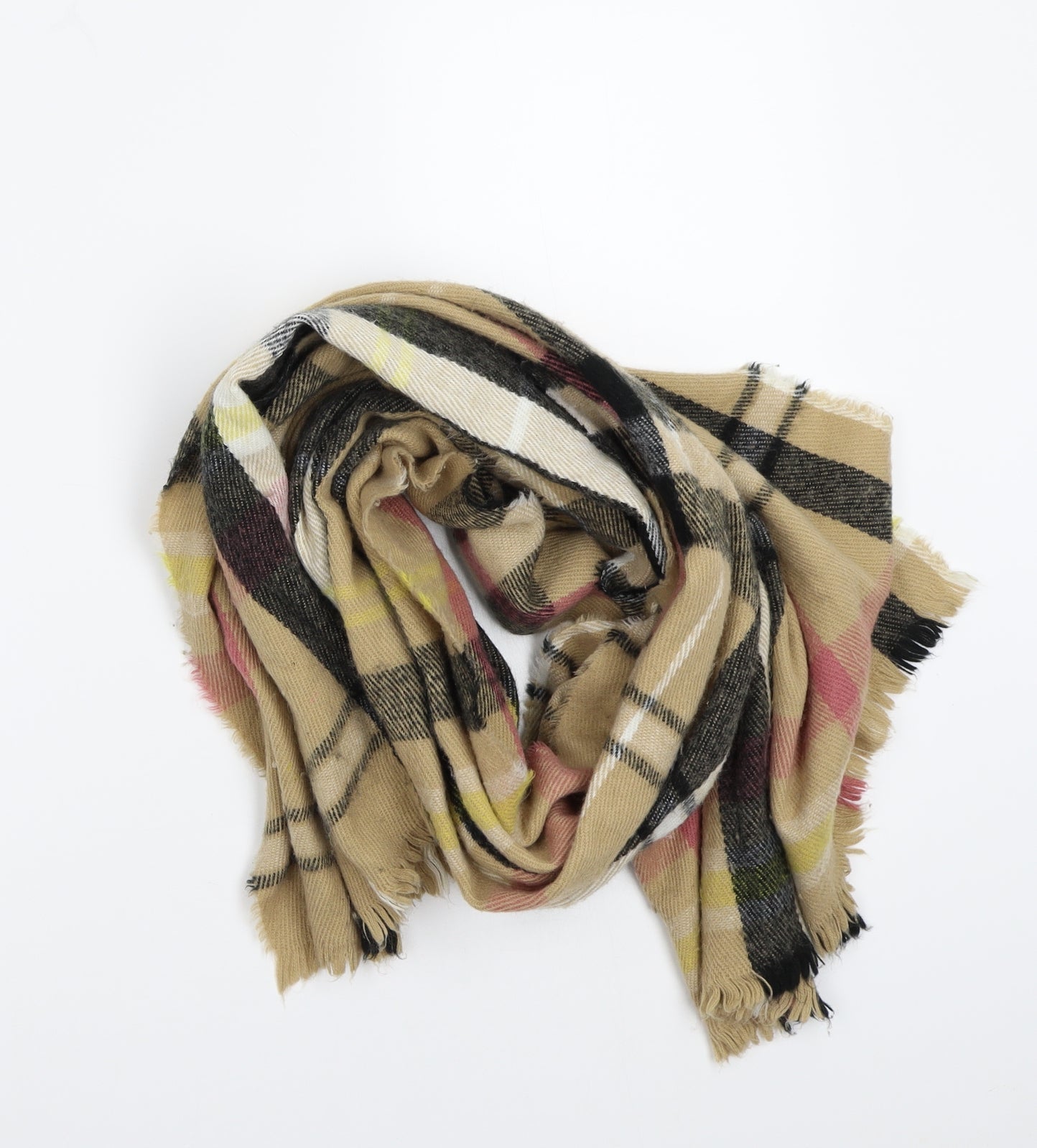 Preworn Womens Beige Check   Scarf
