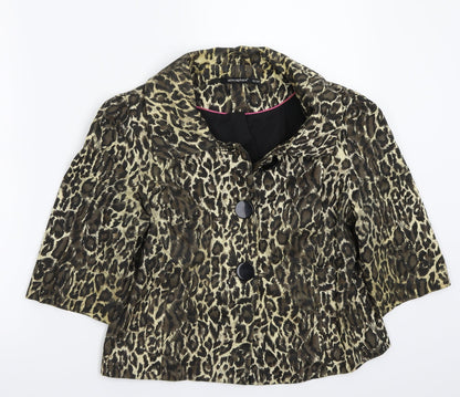 Primark Womens Brown Animal Print  Jacket Coat Size 10