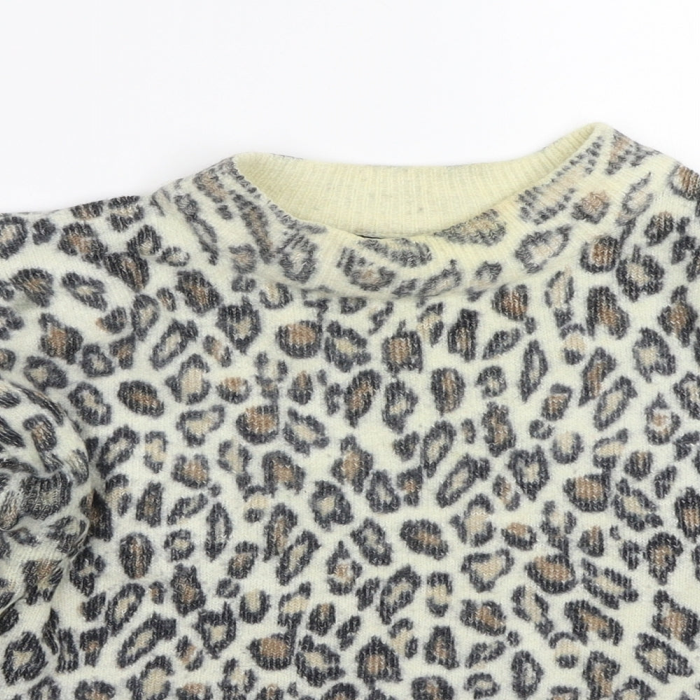 cote a cote Womens Ivory Animal Print  Pullover Jumper One Size