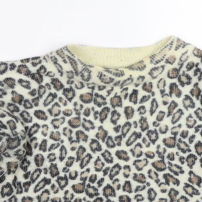 cote a cote Womens Ivory Animal Print  Pullover Jumper One Size