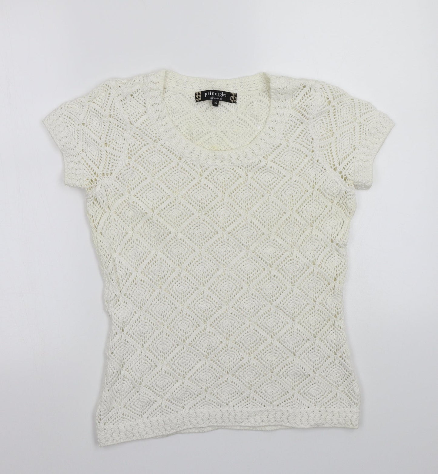 Womens UK Size 10 Principles White Basic T-Shirt