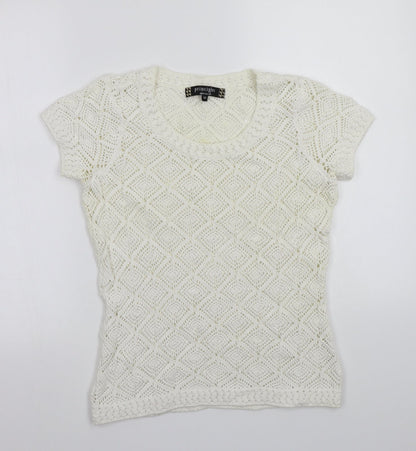 Womens UK Size 10 Principles White Basic T-Shirt