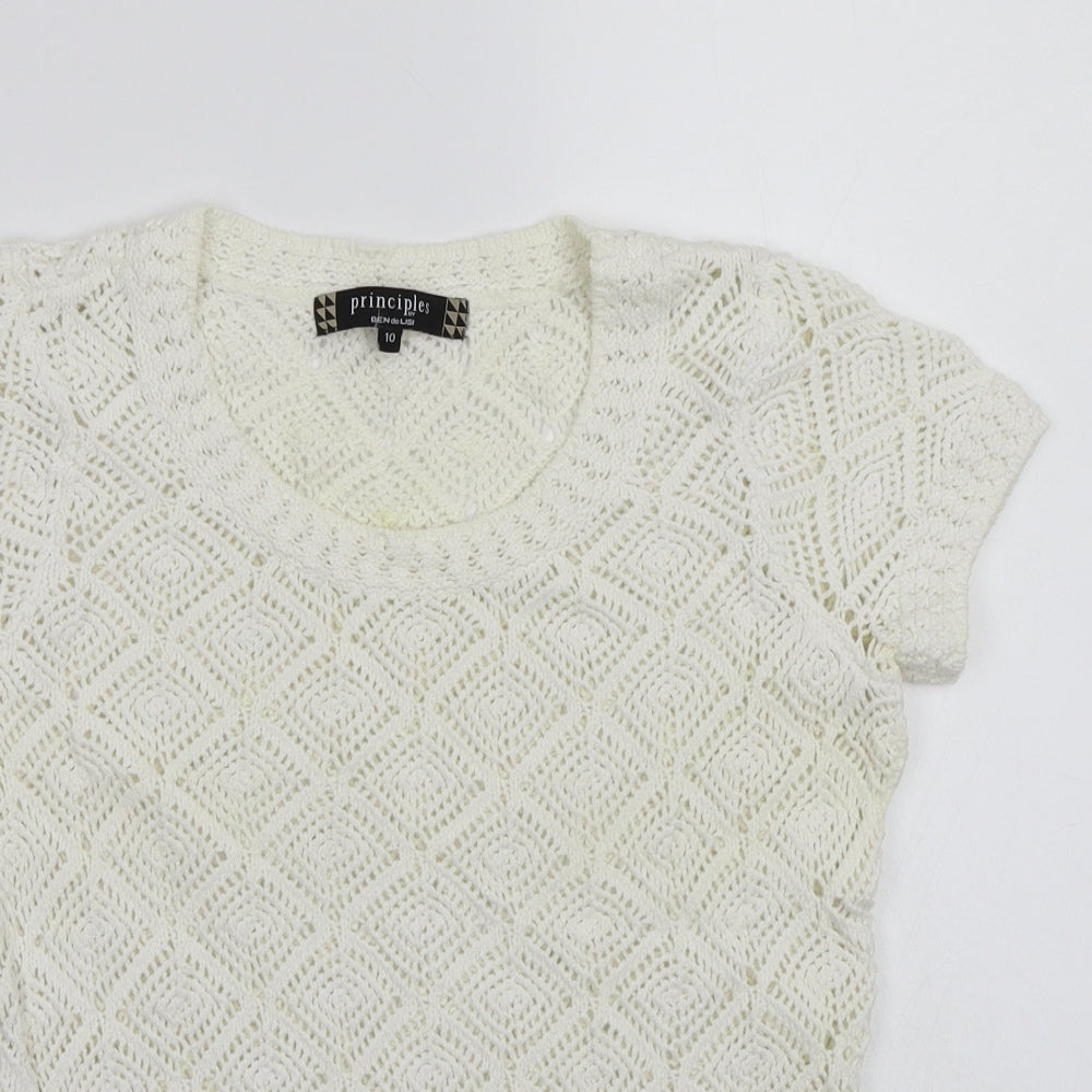 Womens UK Size 10 Principles White Basic T-Shirt